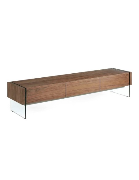 MUEBLE TV Neon 188x45, MADERA NOGAL Y CRISTAL