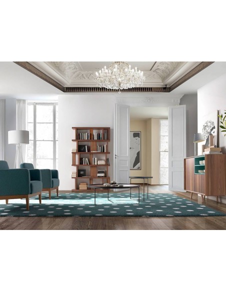 Mesa de café redonda Venus 100, Nogueira e aço preto