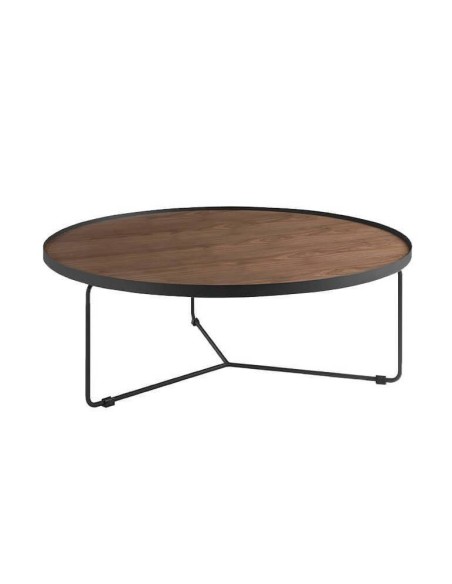 Mesa de café redonda Venus 100, Nogueira e aço preto