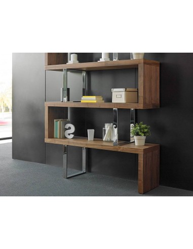 ESTANTERÍA LEA 130x170, NOGAL Y ACERO CROMADO