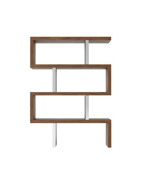 ESTANTERÍA LEA 130x170, NOGAL Y ACERO CROMADO