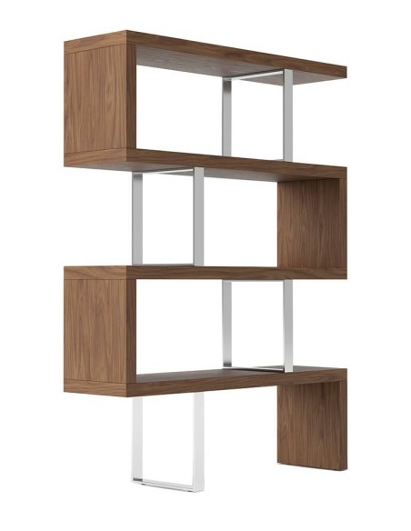 Estante leia 130X170, Nogueira e aço CROMADO