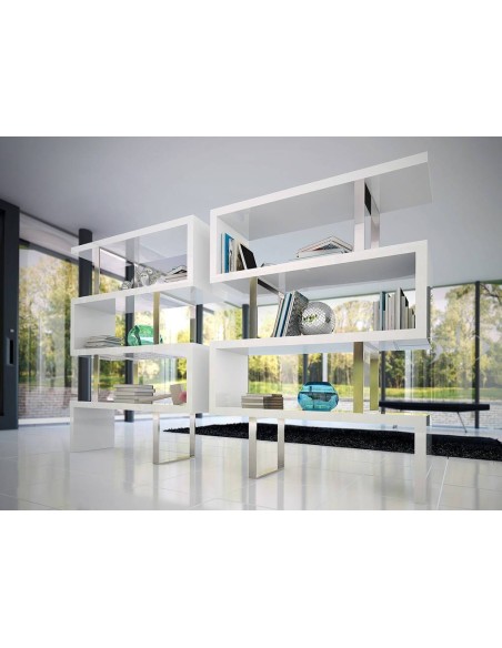 ESTANTERÍA LEA 130x170, BLANCO Y ACERO CROMADO