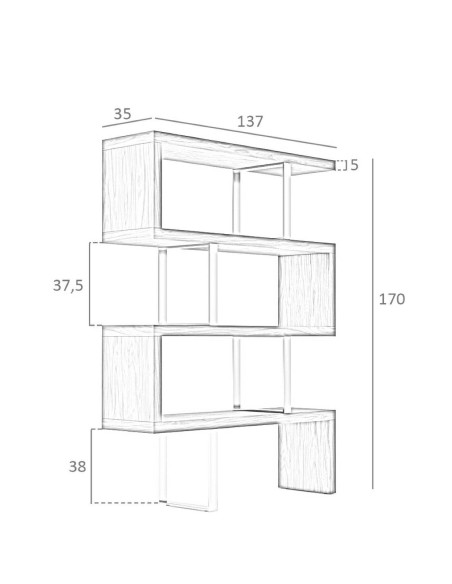 ESTANTERÍA LEA 130x170, BLANCO Y ACERO CROMADO