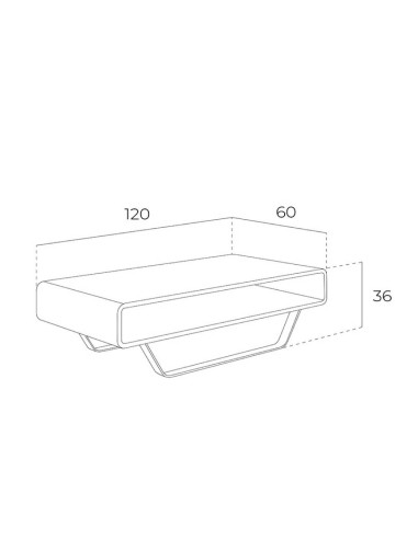 Mesa de café Holy 120x60, madeira de nogueira e aço