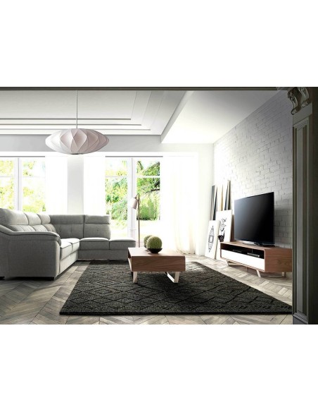 MESA CENTRO Holy 120x60, MADERA NOGAL Y ACERO