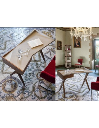 Mesa Escritório Babylon 120x60 noz, tampa cinza pérola