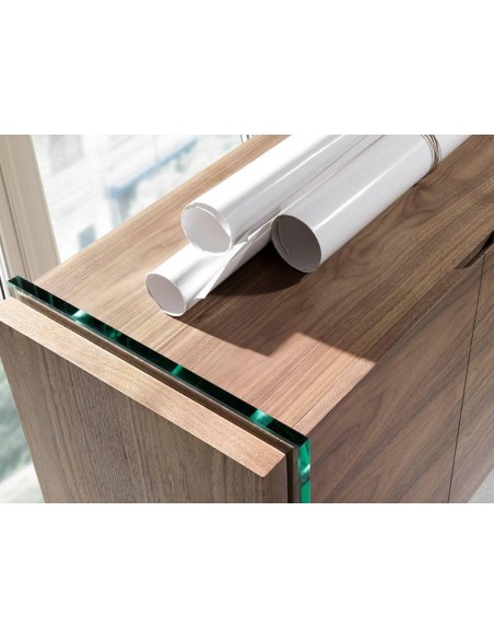 APARADOR moderno Neon 170x43, madera NOGAL Y CRISTAL APARADOR moderno Neon 170x43, madera NOGAL Y CRISTAL