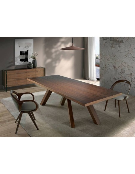 Cômoda moderna Neon 170x43, madeira de nogueira e vidro