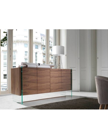 APARADOR moderno Neon 170x43, madera NOGAL Y CRISTAL APARADOR moderno Neon 170x43, madera NOGAL Y CRISTAL