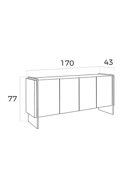 APARADOR moderno Neon 170x43, madera NOGAL Y CRISTAL APARADOR moderno Neon 170x43, madera NOGAL Y CRISTAL
