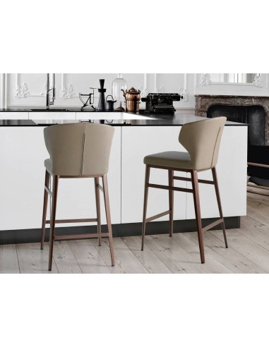 Tamborete Moderno Tears, polipiel vison, aço bronze