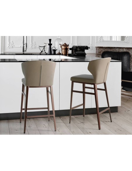 Tamborete Moderno Tears, polipiel vison, aço bronze