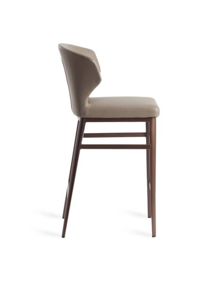 Tamborete Moderno Tears, polipiel vison, aço bronze