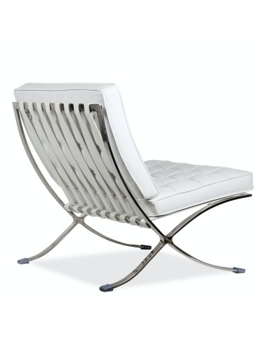 Silla Barcelona Replica Piel Top Blanca, Van Der Rohe