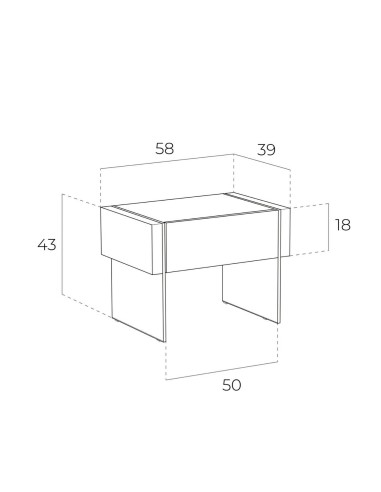 MESITA NOCHE NEON 58x39, MADERA NOGAL Y CRISTAL