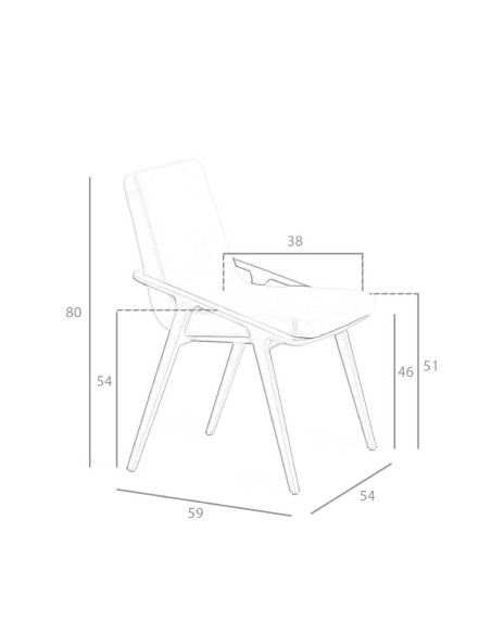 Cadeira de design de parede, taupe de couro, nogueira