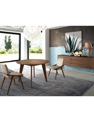 SILLA de diseño WALL, POLIPIEL taupe, NOGAL