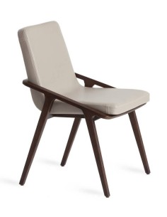 SILLA de diseño WALL, POLIPIEL taupe, NOGAL