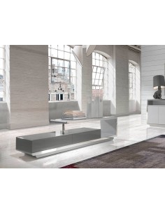 MUEBLE TV Senjutsu 200x40, BLANCO Y ACERO CROMADO 2
