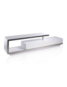 Armário TV Senjutsu 200x40, branco e aço CROMADO
