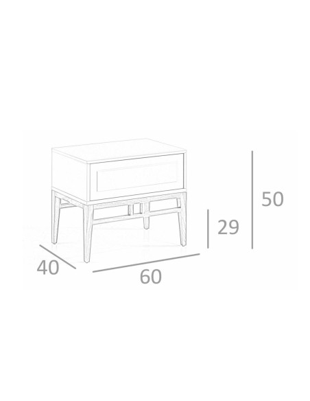 Mesa de cabeceira SOTO 50x40, madeira cinza e nogueira