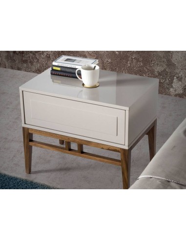 Mesa de cabeceira SOTO 50x40, madeira cinza e nogueira