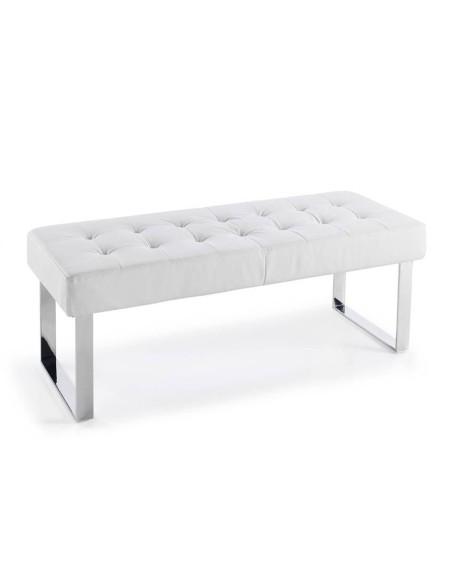 BANQUETA pé de CAMA MATI 120X45, couro sintético branco, aço BANQUETA pé de CAMA MATI 120X45, couro sintético branco, aço