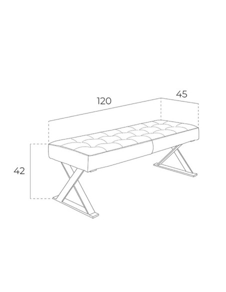 BANQUETA pé de CAMA NATI 120X45, couro sintético branco, aço BANQUETA pé de CAMA NATI 120X45, couro sintético branco, aço