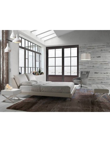 BANQUETA PIÉ DE CAMA NATI 120x45, POLIPIEL blanca, ACERO