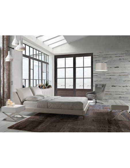 BANQUETA PIÉ DE CAMA NATI 120x45, POLIPIEL blanca, ACERO BANQUETA PIÉ DE CAMA NATI 120x45, POLIPIEL blanca, ACERO