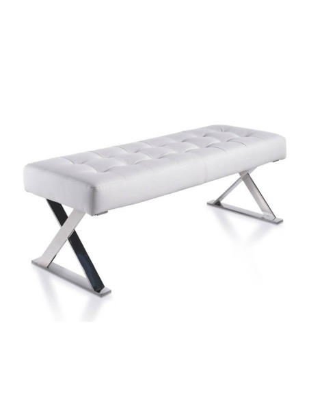 BANQUETA pé de CAMA NATI 120X45, couro sintético branco, aço BANQUETA pé de CAMA NATI 120X45, couro sintético branco, aço