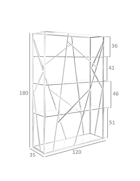 Prateleira CAGE 180x120, aço CROMADO, vidro