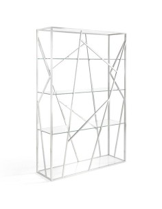Prateleira CAGE 180x120, aço CROMADO, vidro
