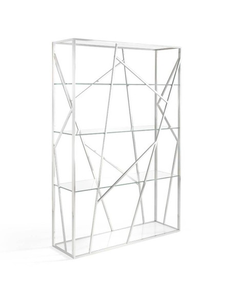 Prateleira CAGE 180x120, aço CROMADO, vidro
