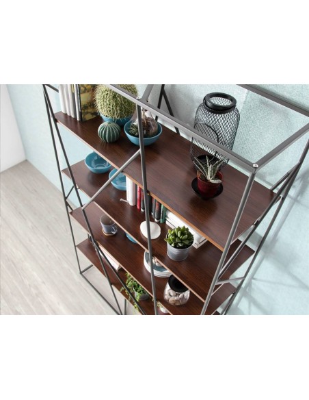 Prateleira CAGE 180x120, aço preto e nogueira