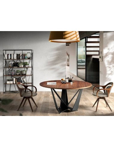 ESTANTERÍA CAGE 180x120, ACERO NEGRO Y NOGAL