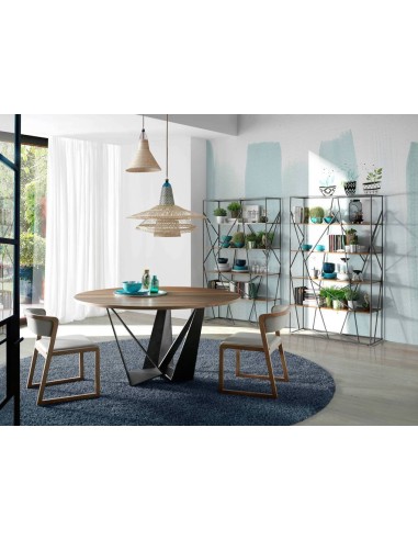 ESTANTERÍA CAGE 180x120, ACERO NEGRO Y NOGAL