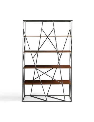 ESTANTERÍA CAGE 180x120, ACERO NEGRO Y NOGAL
