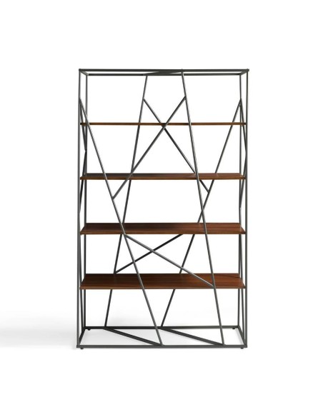 ESTANTERÍA CAGE 180x120, ACERO NEGRO Y NOGAL
