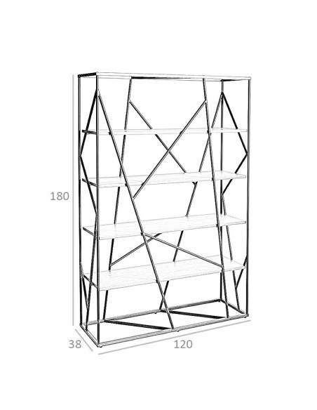 ESTANTERÍA CAGE 180x120, ACERO NEGRO Y NOGAL