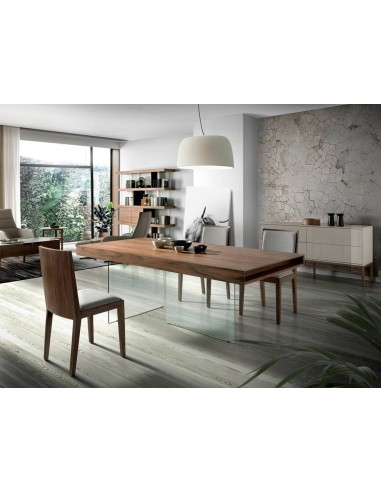 Estante de design Império 180X190, NOGUEIRA E vidro