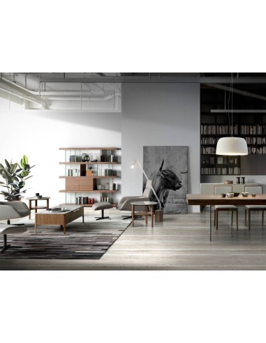 Estante de design Império 180X190, NOGUEIRA E vidro