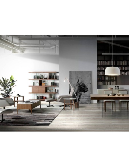 Estante de design Império 180X190, NOGUEIRA E vidro