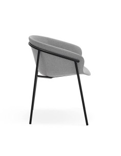 Teulat cadeira design HUG, cinza CLARO, metal preto 2