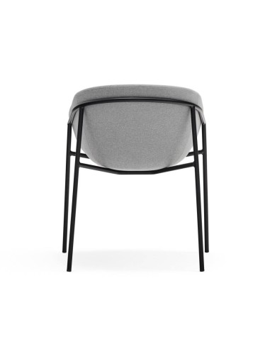 Teulat cadeira design HUG, cinza CLARO, metal preto