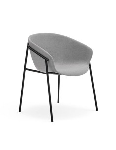 Teulat cadeira design HUG, cinza CLARO, metal preto