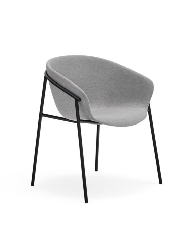 Teulat cadeira design HUG, cinza CLARO, metal preto