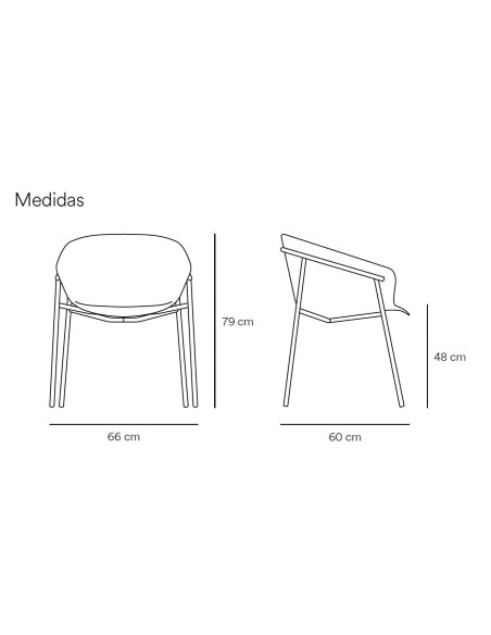 Teulat SILLA diseño HUG, GRIS OSCURO, metal negro