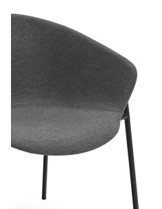 Teulat cadeira design HUG, cinza escuro, metal preto 2